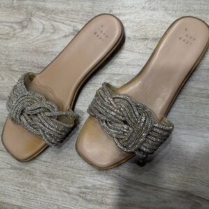 a new day Beaded Knot Slide Sandals - Nude/Gold